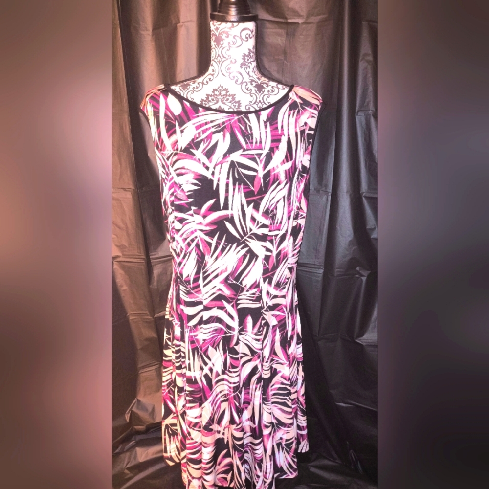 Pink and Black Patterned Women's Dress